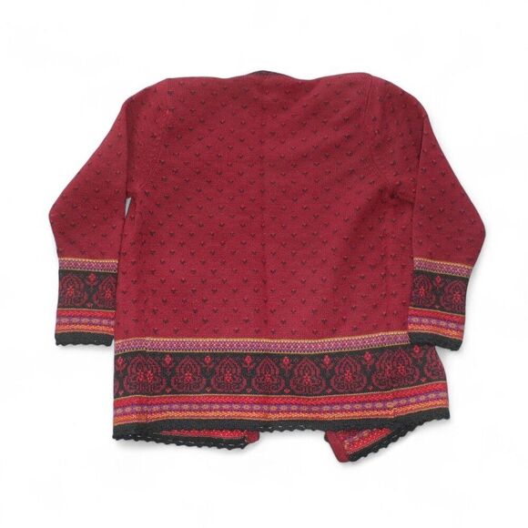 Susan Bristol Vintage Hand Embroidered Cardigan Sweater Women's S Burgundy Red - Picture 2 of 8